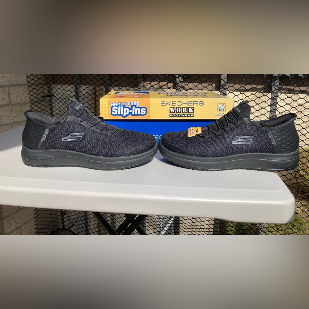 Skechers Slip-ins Work: Summits SR Enslee Hands Free Slip on Black Sneakers 10 W - Picture 8 of 17